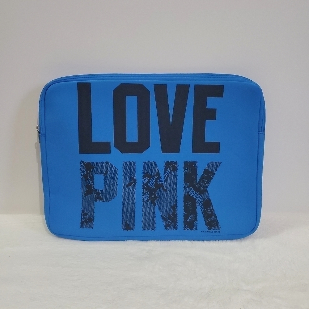 Love Pink Victoria's Secret VS Lace Laptop Blue Black Case Pouch